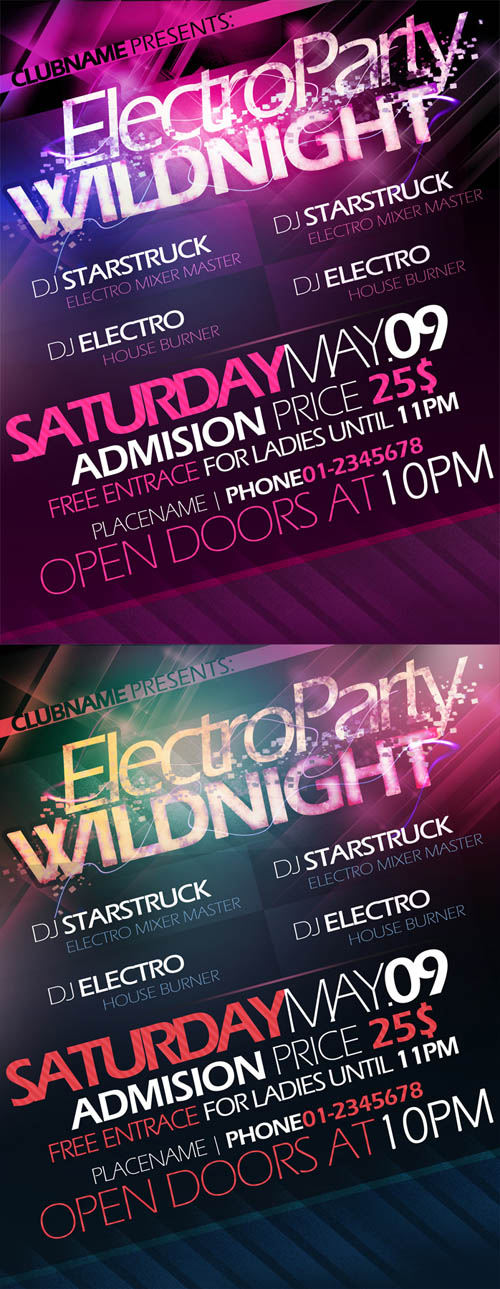 GraphicRiver - Electro Party Wildnight Flyer/Poster Template