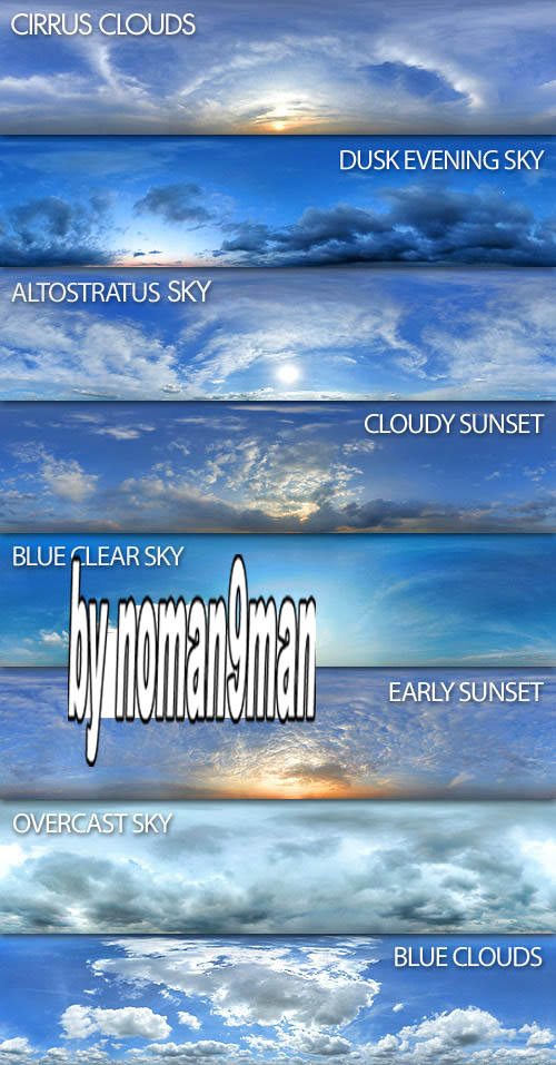 Cirrus, altostratus, dusk, evening, sunset, overcast ... for 3D