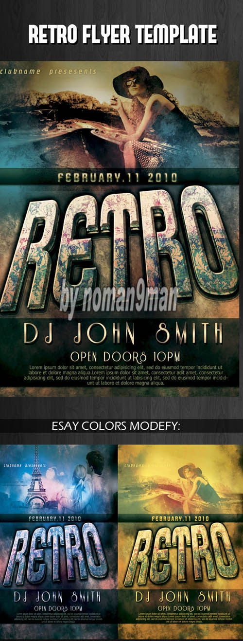 RETRO Flyer Poster PSD Template (184 Mb)