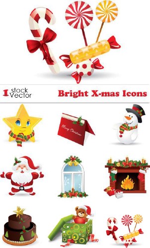 Bright X-mas Icons Vector