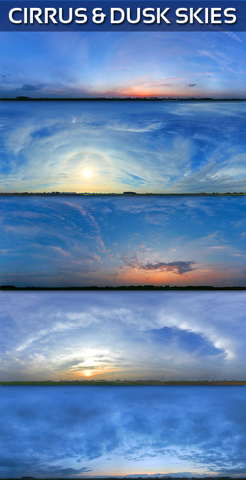 [3D] Cirrus & Dusk Seamless Sky Panoramas