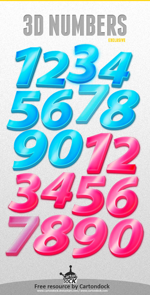 3D Numbers Exclusive Set - PSD Template