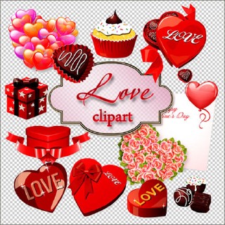 PNG clipart to Valentine039;s Day - Gifts, hearts, candy, valentine. PNG- 3400х1528