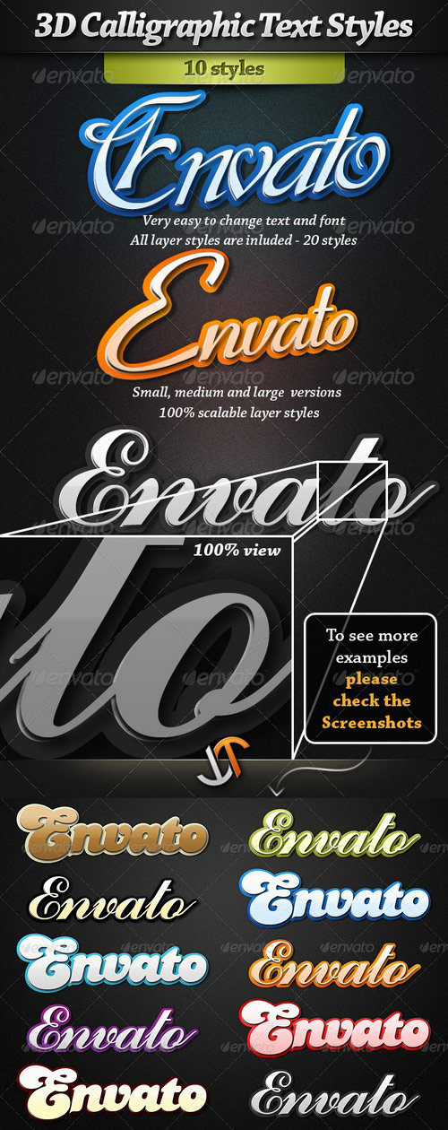 GraphicRiver - Calligraphic 3D Styles for Photoshop