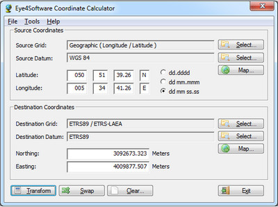 Eye4Software Coordinate Calculator 3.2.12.208