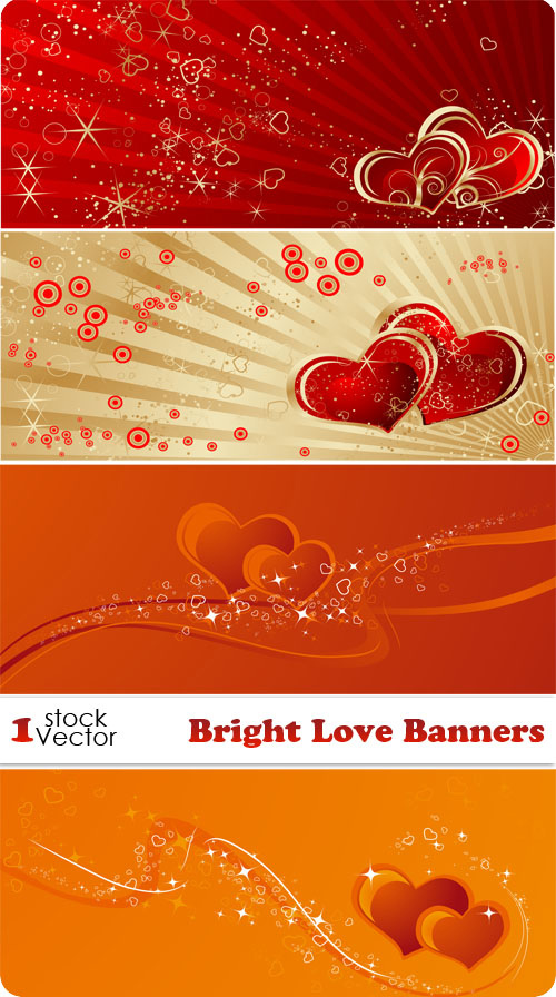 Bright Love Banners Vector