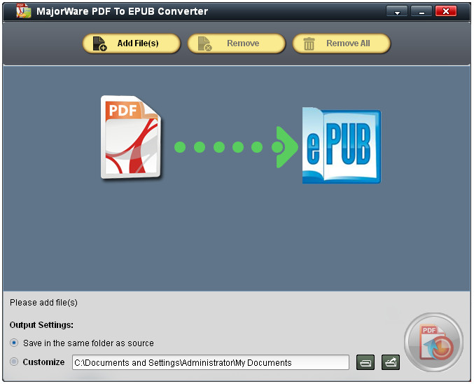 Majorware PDF to EPUB Converter v3.1.0.0