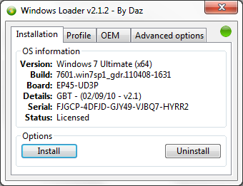 Windows Loader 2.1.2 by Daz
