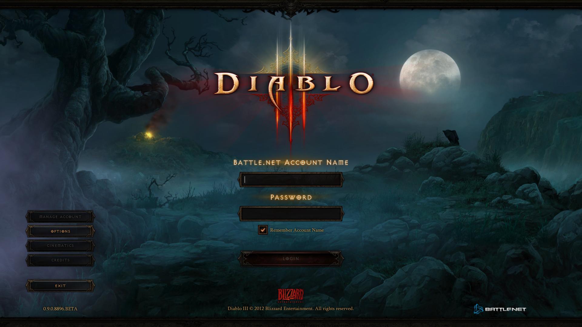 Diablo 3 startscreen